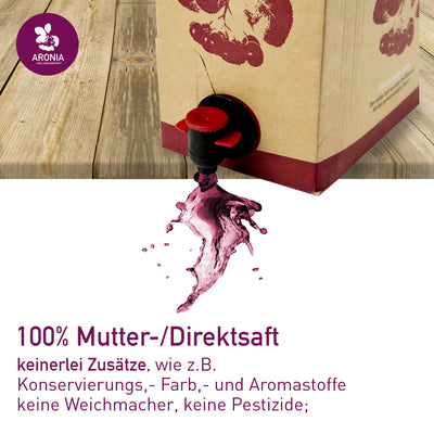 BIO-Aroniasaft, 3 Liter Box, DER MILDE vom Langlebenhof, Direktsaft