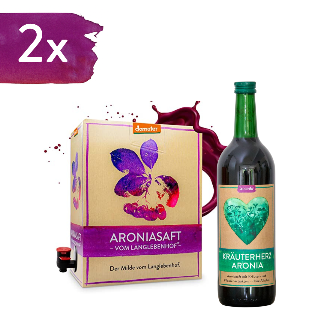 2x Demeter Bio Aroniasaft 3l Bag in Box + 2x Kräuterherz Aronia 750ml