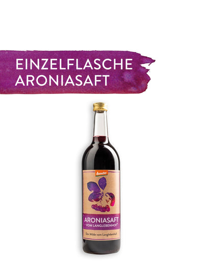 BIO Aroniasaft, 750ml, DER MILDE vom Langlebenhof, 100% Direktsaft, Demeter